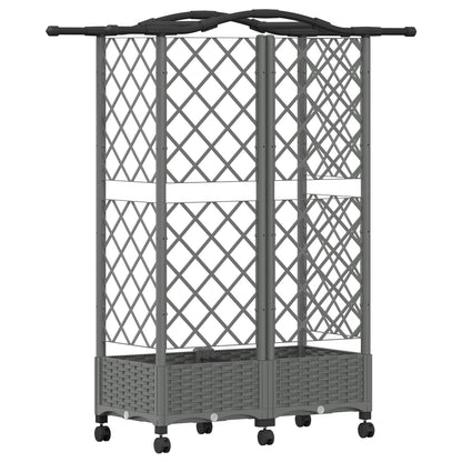 Raised Bed with Trellis and Roof Light Grey 124 x 40 x 129 cm