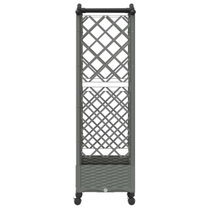 Raised Bed with Trellis and Roof Light Grey 124 x 40 x 129 cm