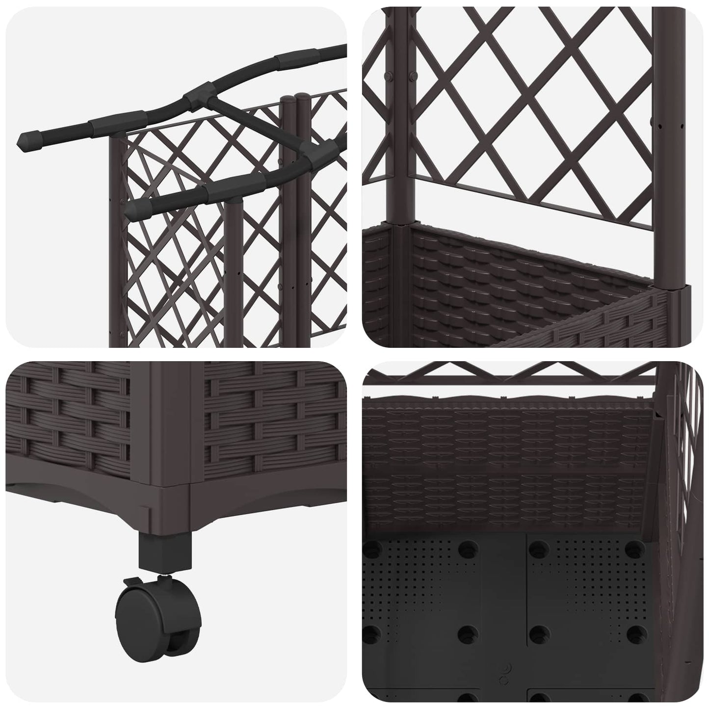 Raised Bed with Trellis and Roof Brown 122 x 40 x 144 cm PP