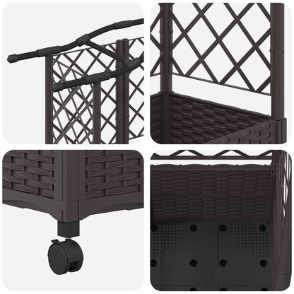 Raised Bed with Trellis and Roof Brown 122 x 40 x 144 cm PP