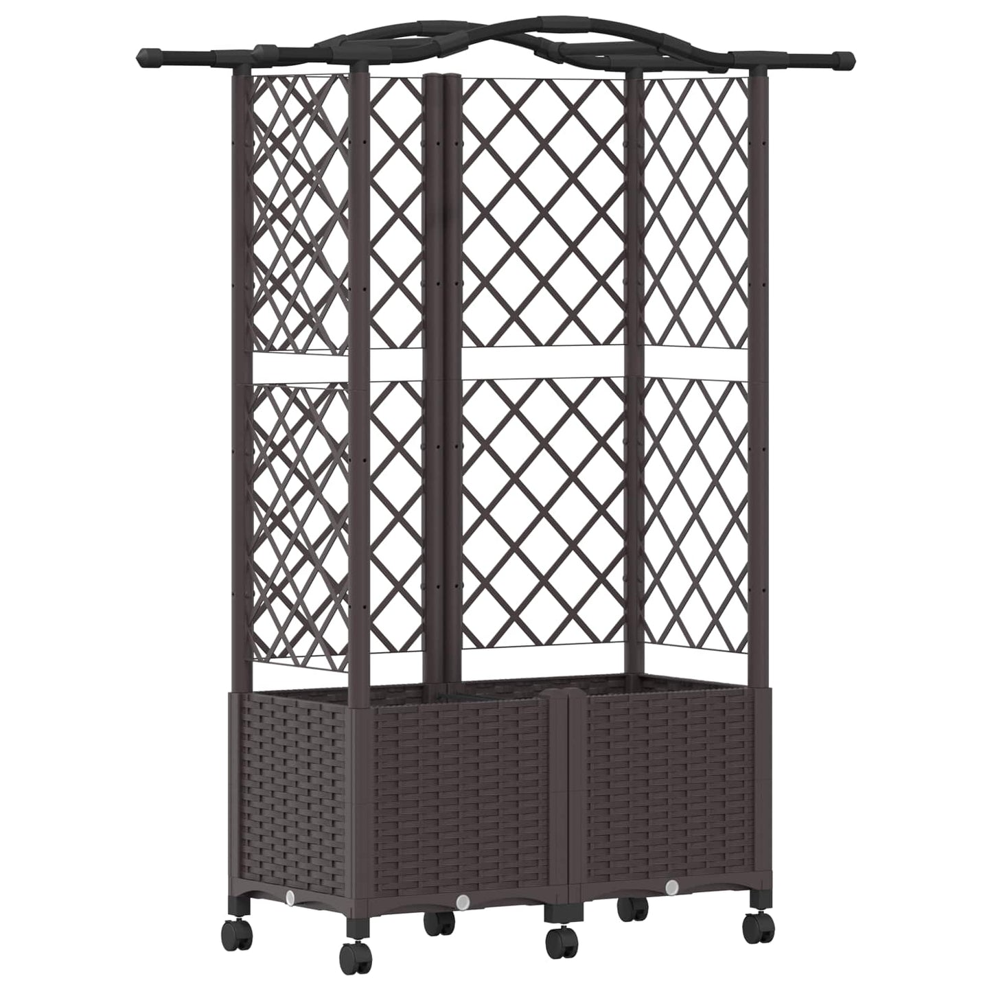 Raised Bed with Trellis and Roof Brown 122 x 40 x 144 cm PP