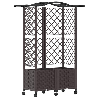 Raised Bed with Trellis and Roof Brown 122 x 40 x 144 cm PP