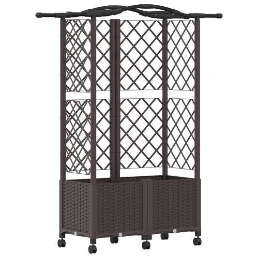 Raised Bed with Trellis and Roof Brown 122 x 40 x 144 cm PP