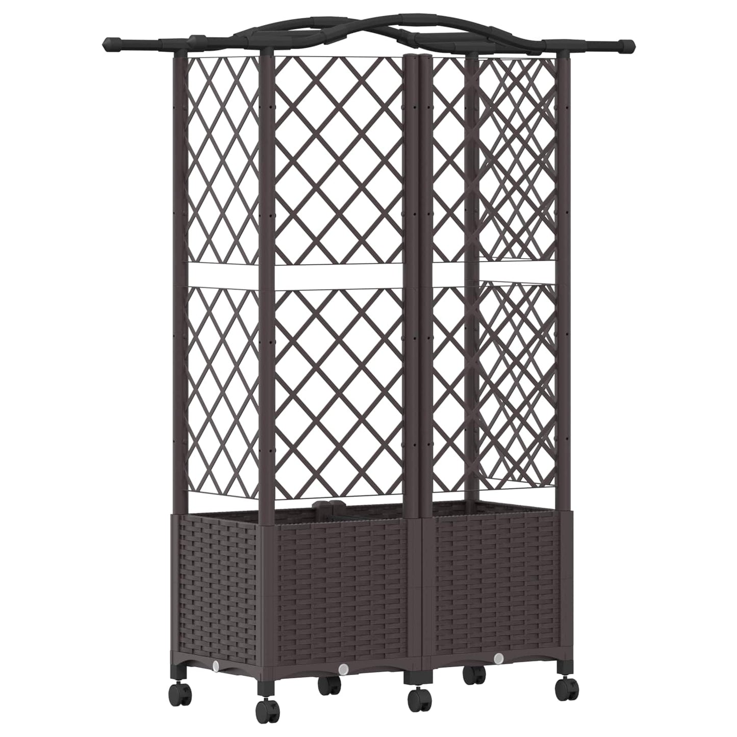 Raised Bed with Trellis and Roof Brown 122 x 40 x 144 cm PP