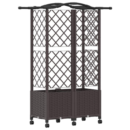 Raised Bed with Trellis and Roof Brown 122 x 40 x 144 cm PP