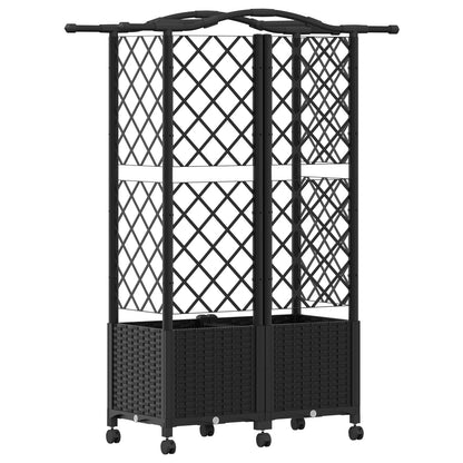 Raised Bed with Trellis and Roof Black 122 x 40 x 144 cm PP
