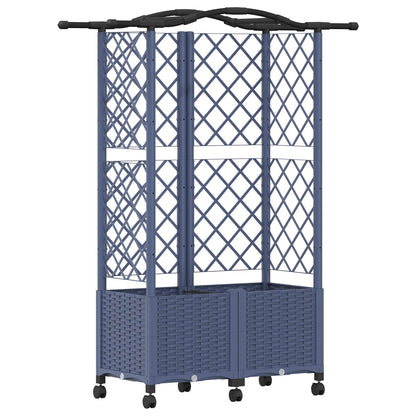 Raised Bed with Trellis and Roof Grey 122 x 40 x 144 cm PP