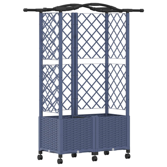 Raised Bed with Trellis and Roof Grey 122 x 40 x 144 cm PP