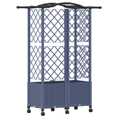 Raised Bed with Trellis and Roof Grey 122 x 40 x 144 cm PP