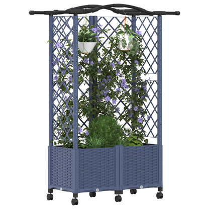 Raised Bed with Trellis and Roof Grey 122 x 40 x 144 cm PP