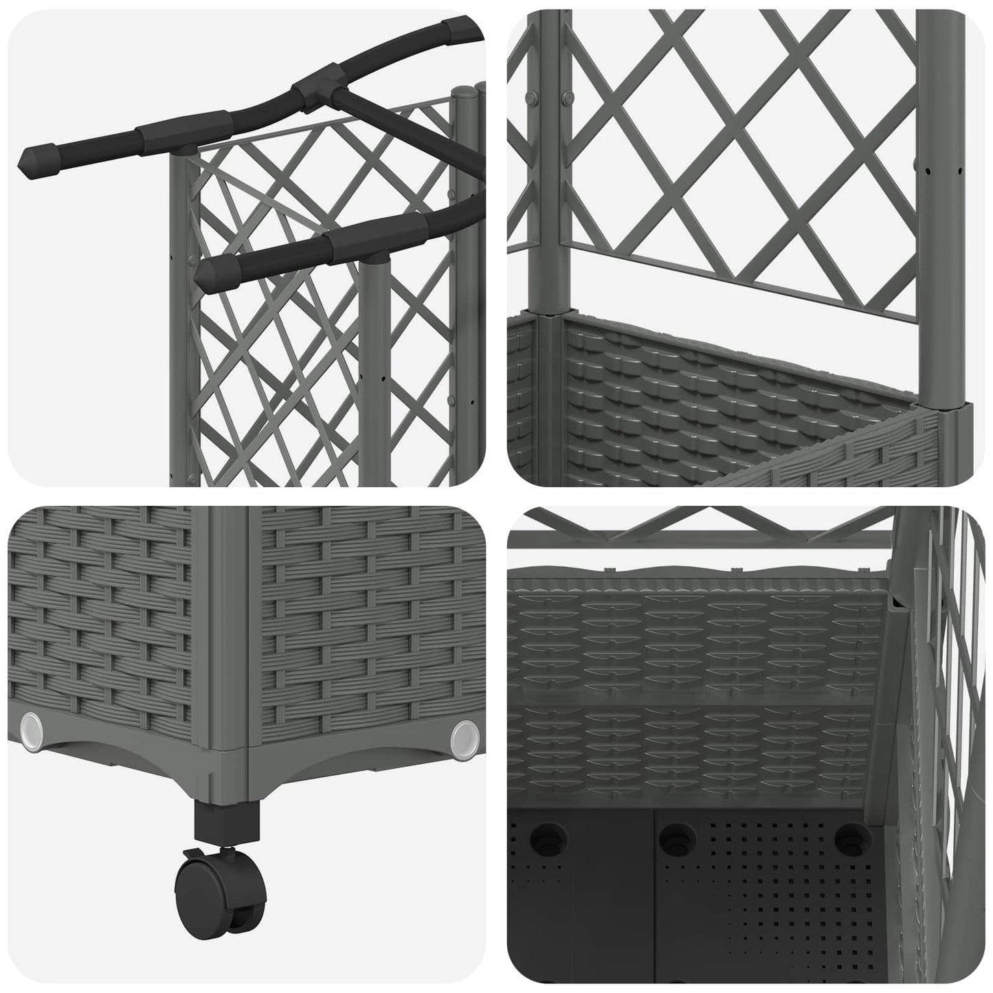 Raised Bed with Trellis and Roof Light Grey 122 x 40 x 144 cm