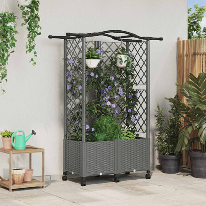 Raised Bed with Trellis and Roof Light Grey 122 x 40 x 144 cm