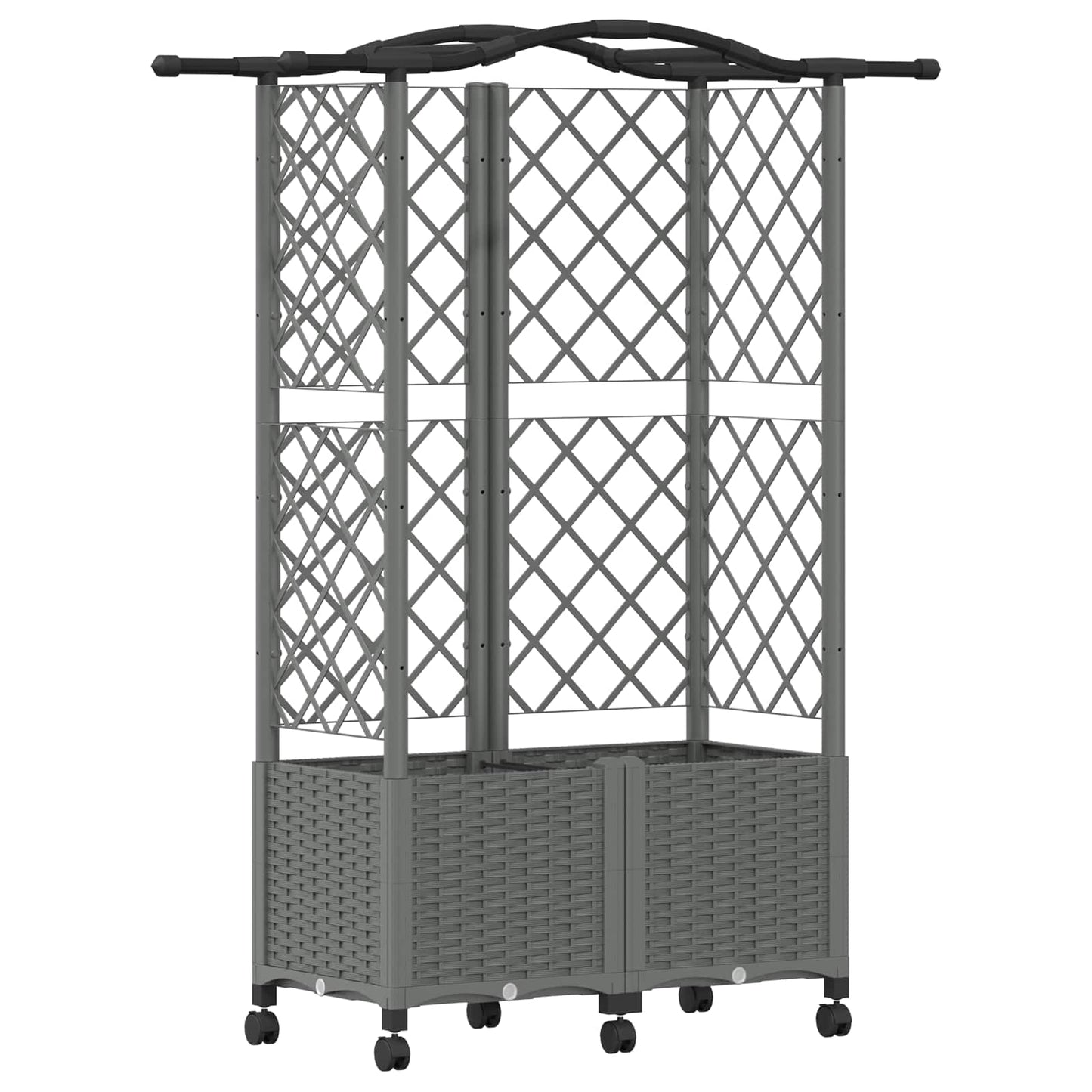Raised Bed with Trellis and Roof Light Grey 122 x 40 x 144 cm