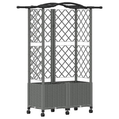 Raised Bed with Trellis and Roof Light Grey 122 x 40 x 144 cm