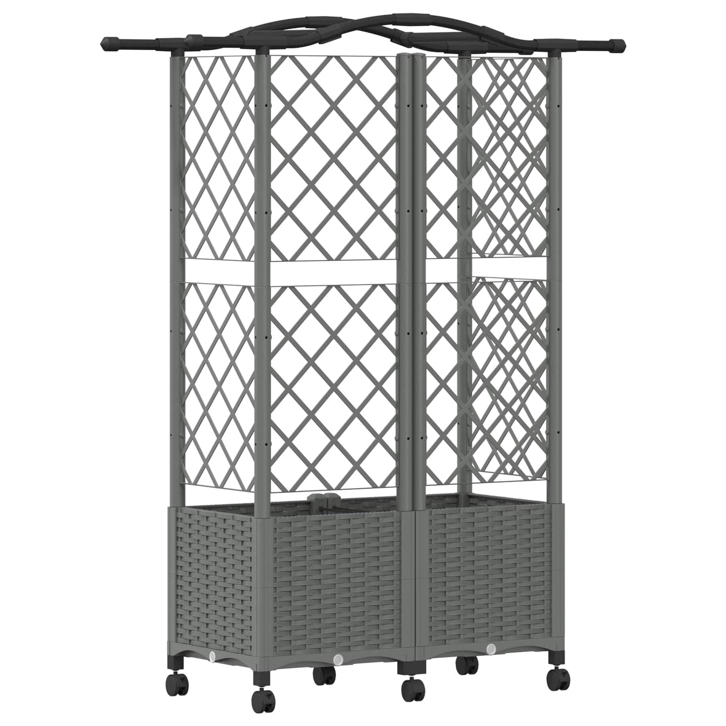 Raised Bed with Trellis and Roof Light Grey 122 x 40 x 144 cm