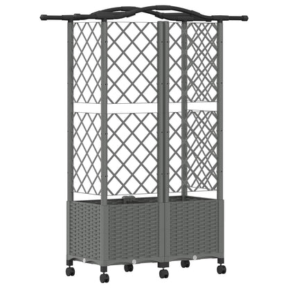 Raised Bed with Trellis and Roof Light Grey 122 x 40 x 144 cm