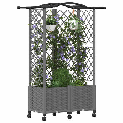 Raised Bed with Trellis and Roof Light Grey 122 x 40 x 144 cm