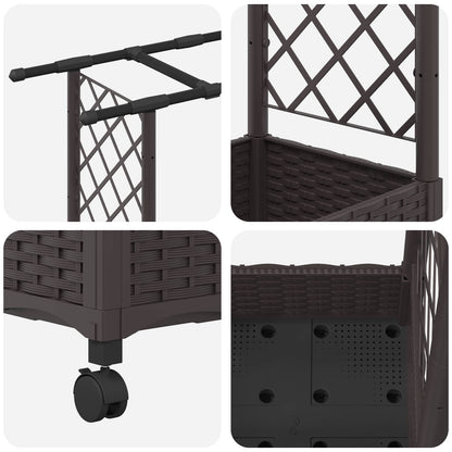 Raised Bed with Trellis and Roof Brown 122.5 x 40 x 127 cm PP