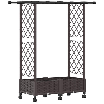 Raised Bed with Trellis and Roof Brown 122.5 x 40 x 127 cm PP