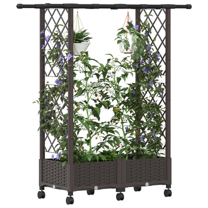 Raised Bed with Trellis and Roof Brown 122.5 x 40 x 127 cm PP