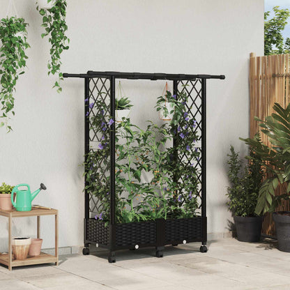 Raised Bed with Trellis and Roof Black 122.5 x 40 x 127 cm PP