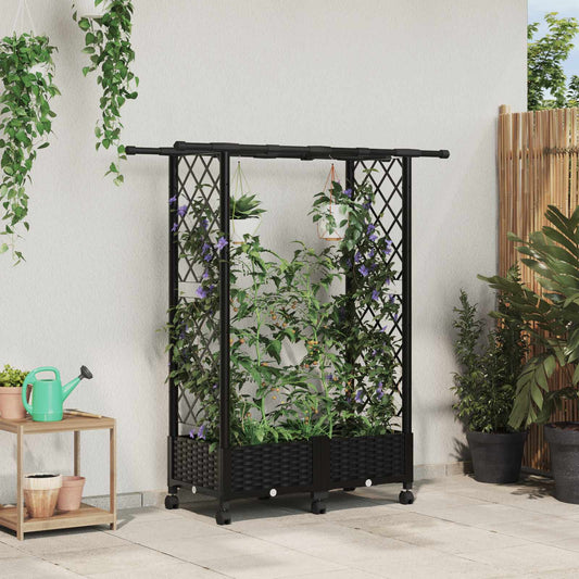 Raised Bed with Trellis and Roof Black 122.5 x 40 x 127 cm PP