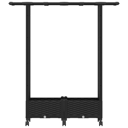 Raised Bed with Trellis and Roof Black 122.5 x 40 x 127 cm PP