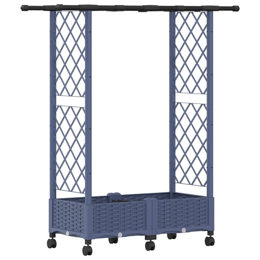Raised Bed with Trellis and Roof Grey 122.5 x 40 x 127 cm PP