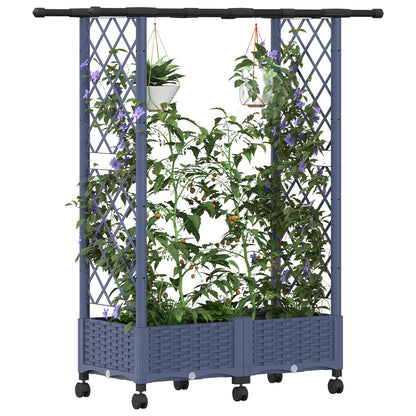 Raised Bed with Trellis and Roof Grey 122.5 x 40 x 127 cm PP