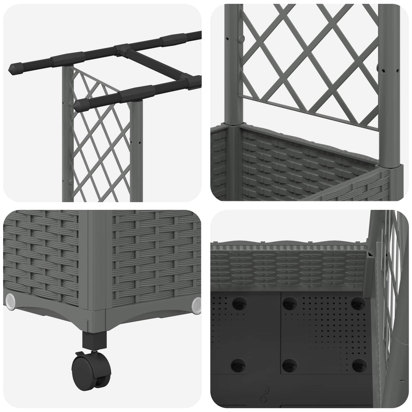 Raised Bed with Trellis and Roof Light Grey 122.5 x 40 x 127 cm