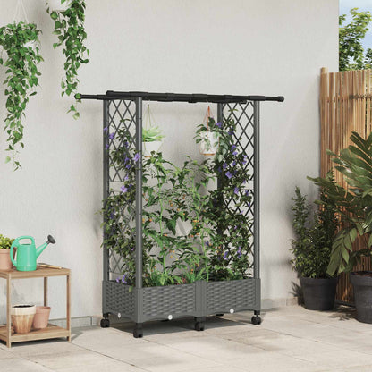 Raised Bed with Trellis and Roof Light Grey 122.5 x 40 x 127 cm