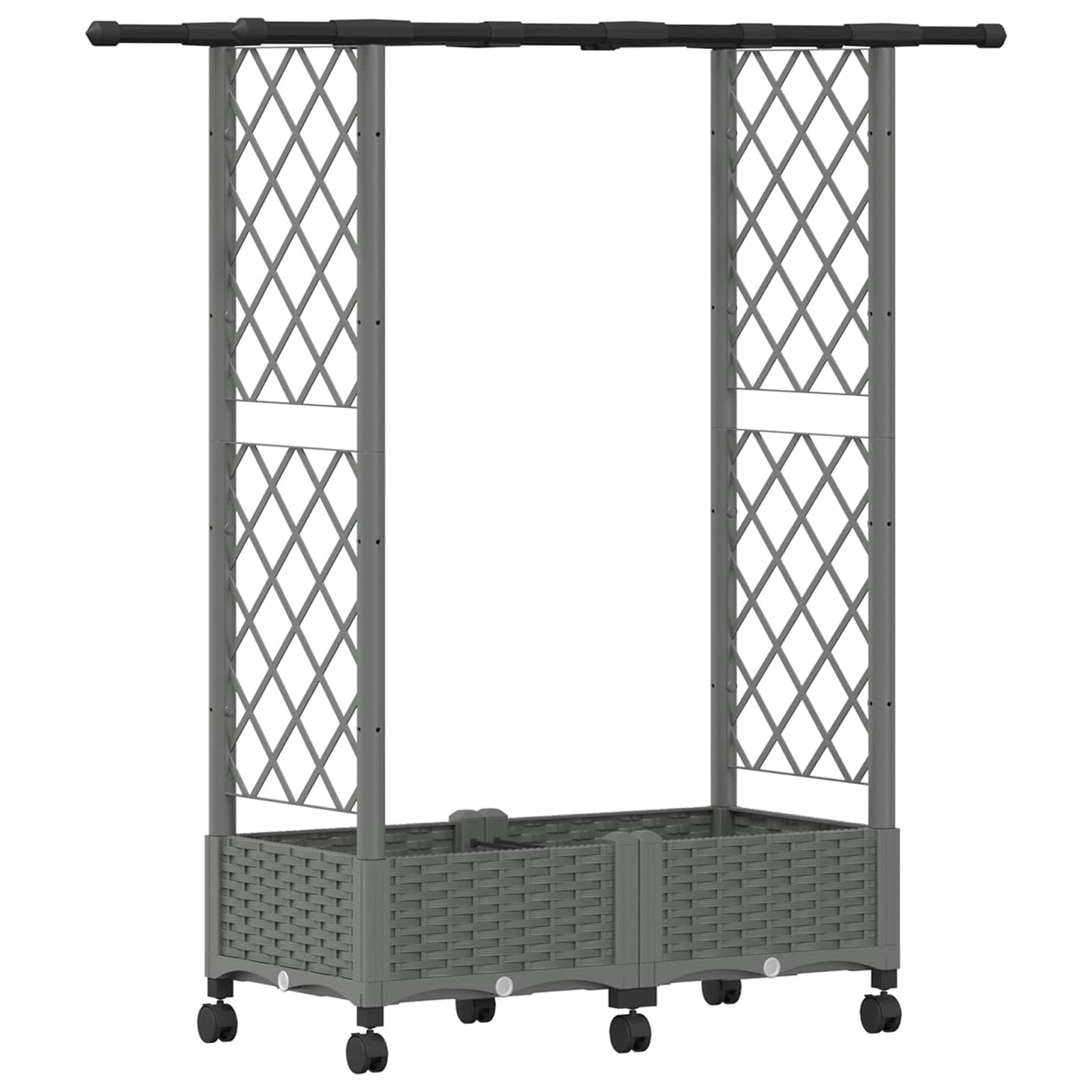 Raised Bed with Trellis and Roof Light Grey 122.5 x 40 x 127 cm