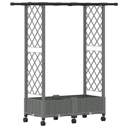 Raised Bed with Trellis and Roof Light Grey 122.5 x 40 x 127 cm