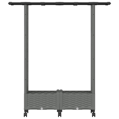 Raised Bed with Trellis and Roof Light Grey 122.5 x 40 x 127 cm