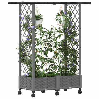 Raised Bed with Trellis and Roof Light Grey 122.5 x 40 x 127 cm