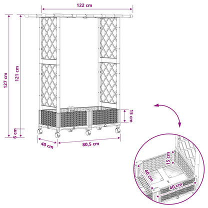 Raised Bed with Trellis and Roof Light Grey 122.5 x 40 x 127 cm