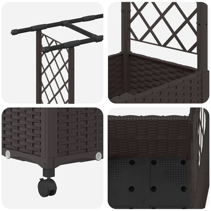 Raised Bed with Trellis and Roof Brown 124.5 x 40 x 142 cm PP