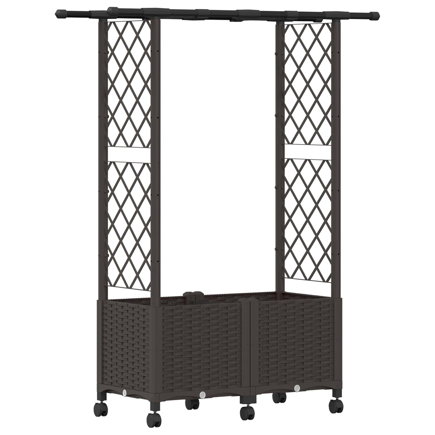 Raised Bed with Trellis and Roof Brown 124.5 x 40 x 142 cm PP