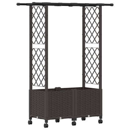 Raised Bed with Trellis and Roof Brown 124.5 x 40 x 142 cm PP