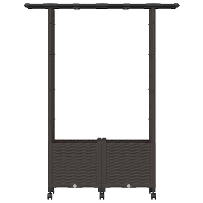 Raised Bed with Trellis and Roof Brown 124.5 x 40 x 142 cm PP