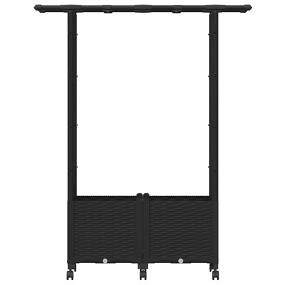 Raised Bed with Trellis and Roof Black 124.5 x 40 x 142 cm PP