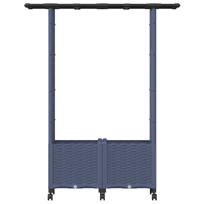 Raised Bed with Trellis and Roof Grey 124.5 x 40 x 142 cm PP