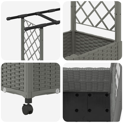 Raised Bed with Trellis and Roof Light Grey 124.5 x 40 x 142 cm