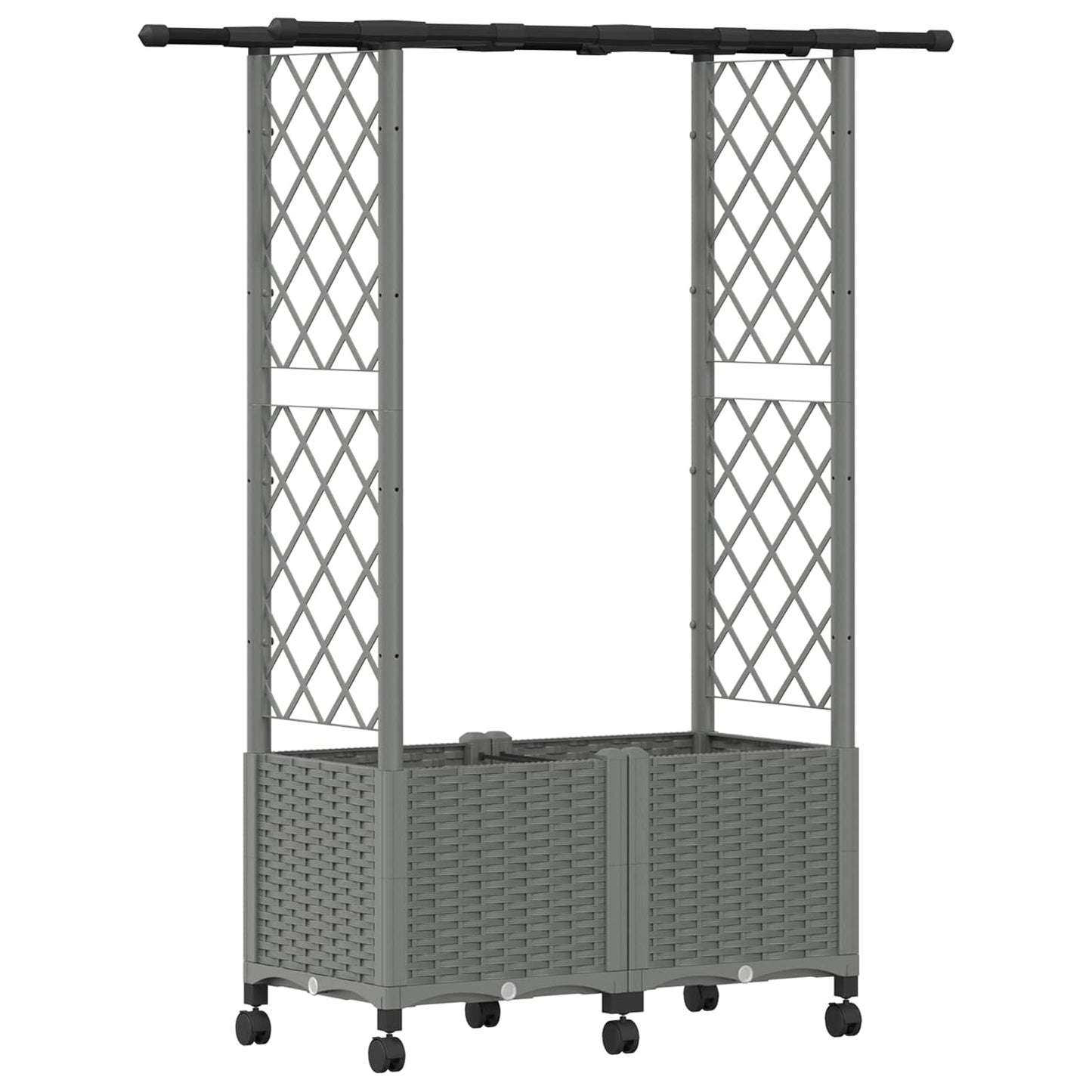 Raised Bed with Trellis and Roof Light Grey 124.5 x 40 x 142 cm
