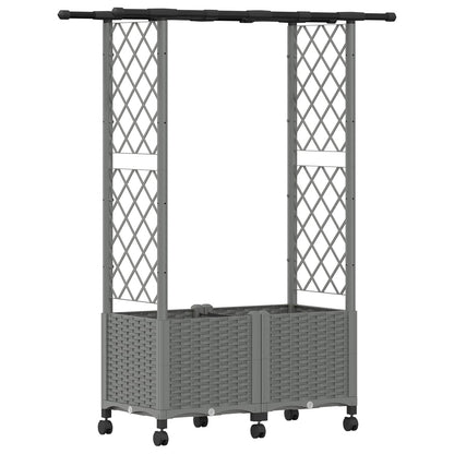Raised Bed with Trellis and Roof Light Grey 124.5 x 40 x 142 cm