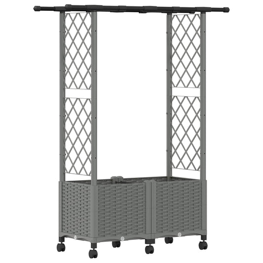 Raised Bed with Trellis and Roof Light Grey 124.5 x 40 x 142 cm
