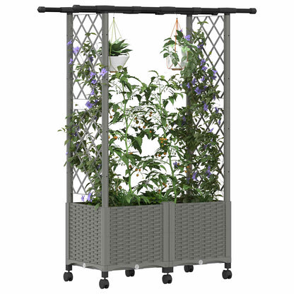 Raised Bed with Trellis and Roof Light Grey 124.5 x 40 x 142 cm