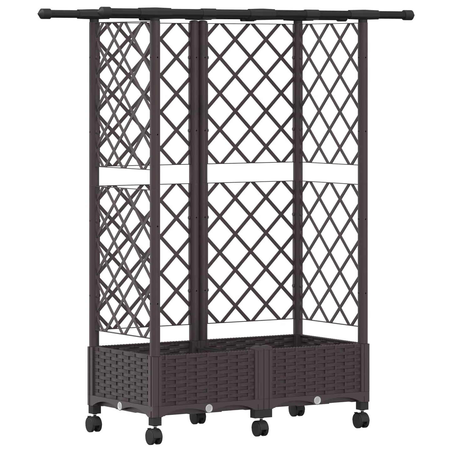 Raised Bed with Trellis and Roof Brown 124 x 40 x 127 cm PP