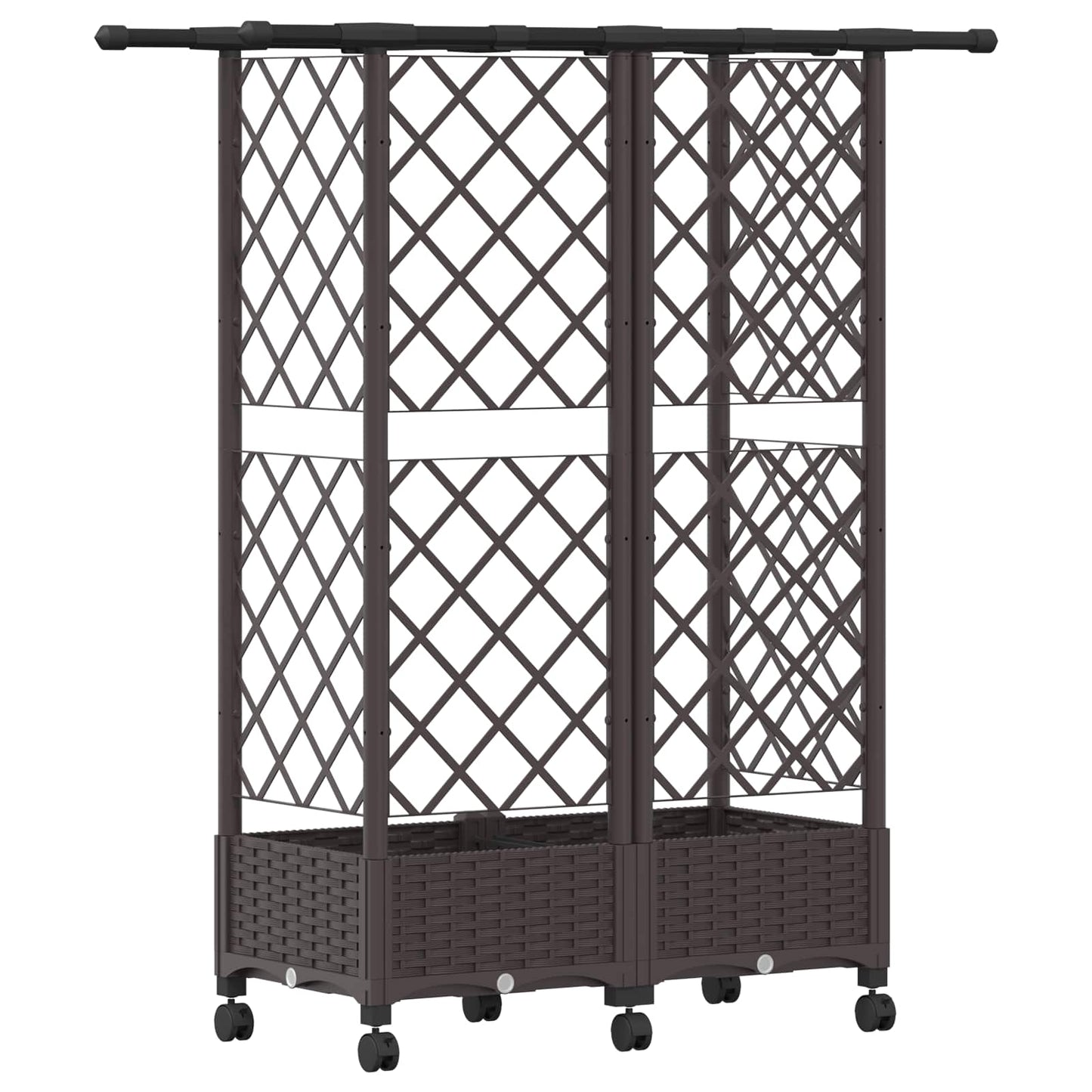 Raised Bed with Trellis and Roof Brown 124 x 40 x 127 cm PP
