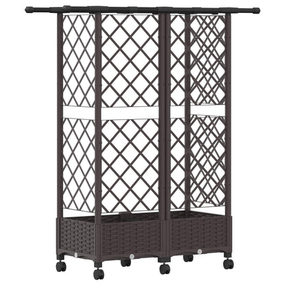 Raised Bed with Trellis and Roof Brown 124 x 40 x 127 cm PP